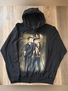 Twilight Saga Unisex Full Zip New Moon Trio Fleece Hoodie Black Size 2XL